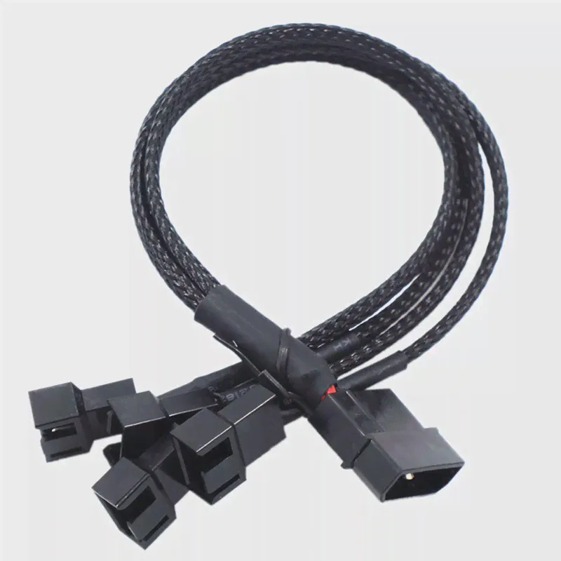 Медный Molex 4-полосный 3Pin/4Pin Разветвитель вентилятора питания компьютера Кабель-адаптер 12V-0