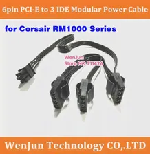 Высококачественный 18AWG черный PCI-E 6-контактный штекер к 3 IDE 4 IDE Molex 4-контактный Модульный адаптер питания для серии Corsair RM1000 (art.: 7a6f0ff68)