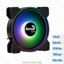 Вентилятор 120мм Aerocool Saturn 12F DRGB (120 х 120 х 25 мм, 1000 об/мин, 20 дБ, гидроподшипник, подсветка DRGB, Molex)