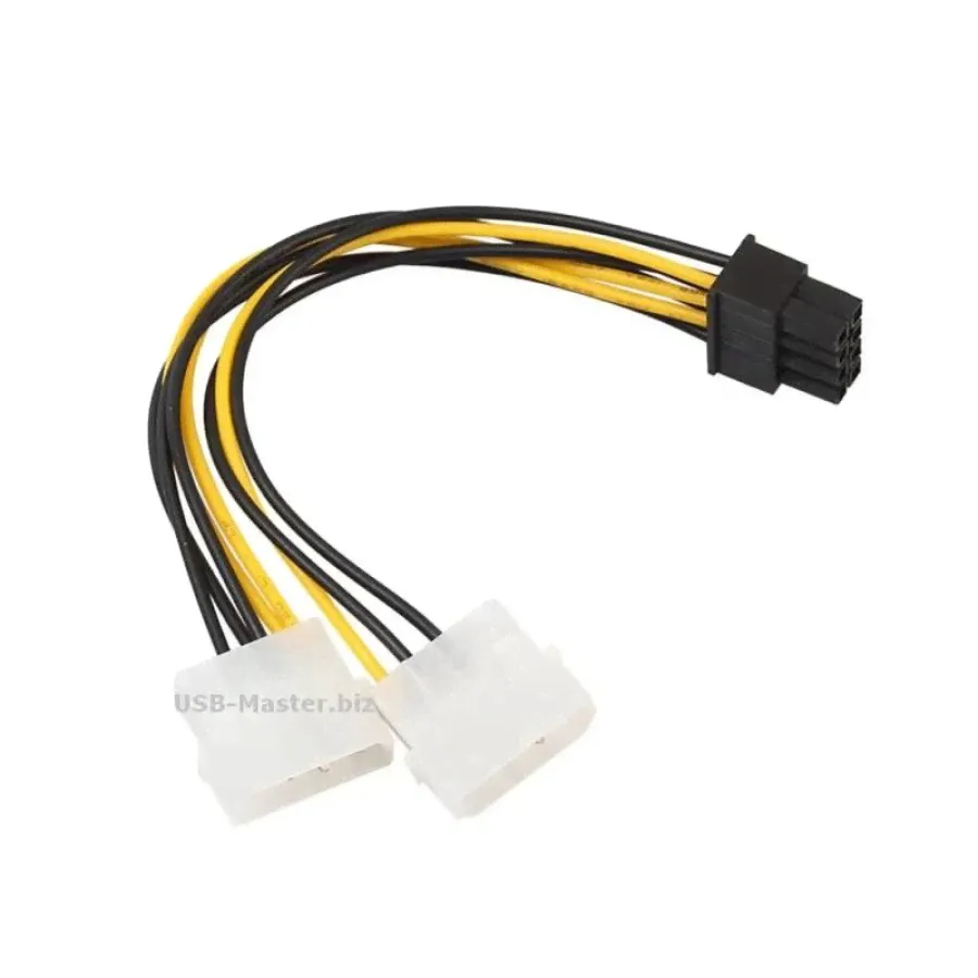 Кабель питания PCI-E 8 Pin - 2 Molex 4 Pin