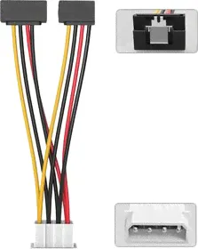 Кабель-переходник Vention Molex 4M/SATA 15F x 2 угол 90 (KDCBB), Кабель-переходник питания Vention MOLEX 4pin M / 2 x SATA 15pin F угол 90-0