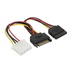  Molex 4pin (f) - SATA 15pin (m) + SATA 15pin (f) (Greenconnect GC-ST216)