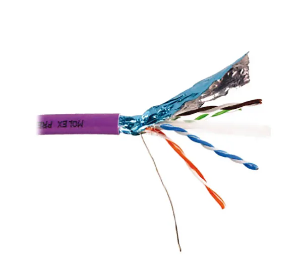 Кабель витая пара Molex, F/UTP, 4 пар., кат. 6, проводник Ø 1,12мм, AWG23, LSZH, 1м (катушка 500м), тип прокладки: внутри зданий, цвет: фиолетовый